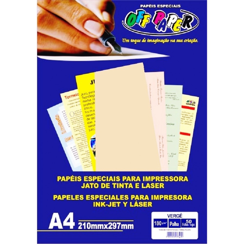 Papel Off Paper Verge Palha 180grs A4 Pacote 50 Folhas 0002