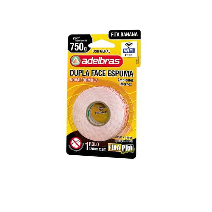 Fita Adelbras Dupla Face Espuma X M Fixa Pro Banana Grs