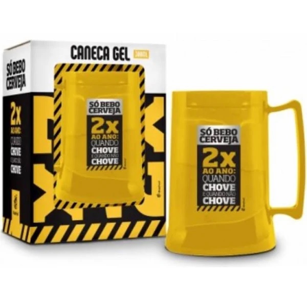 Caneca Gel Brasfoot Só Bebo Cerveja 300ml 12332 Papelaria Criativa