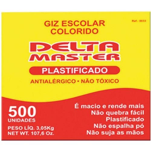 Giz Escolar Plastificado Colorido Delta C 500 Unidades Papelaria Criativa