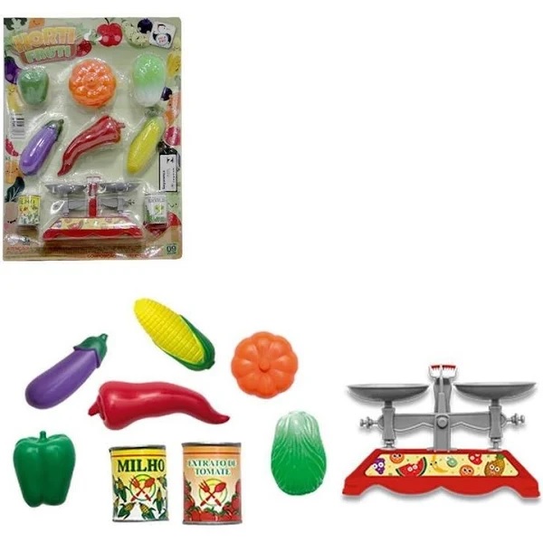 Kit Cozinha Infantil Legumes Balanca E Acessórios 9 Peças Pica Pau