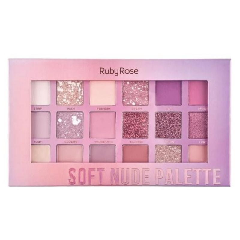 Maquiagem Paleta De Sombras Soft Nude 18 Cores Ruby Rose HB1045