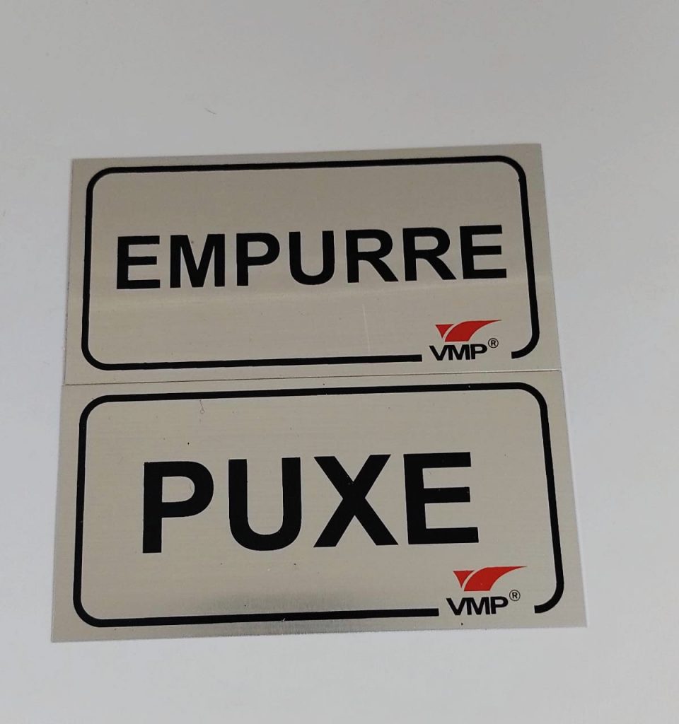 Placa de Sinalização VMP Empurre Puxe Fotoluminescente Papelaria Criativa