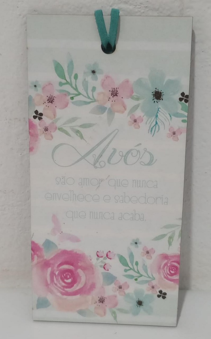 Placa Decorativa MDF Litoarte Tag Avós 2 Em 1 Placa E Lousa No Verso