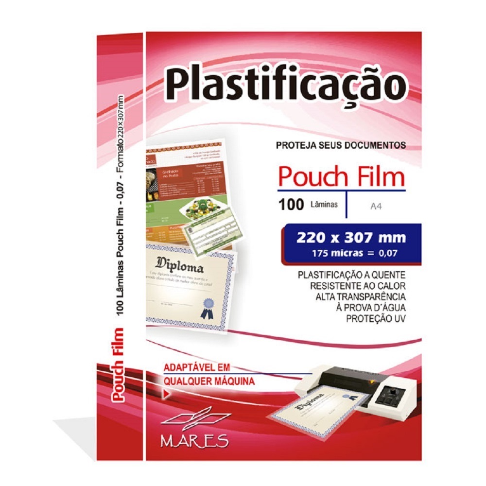 Filme Polaseal p Plastificação A4 220x307mm 0 07mm 100 Unidades