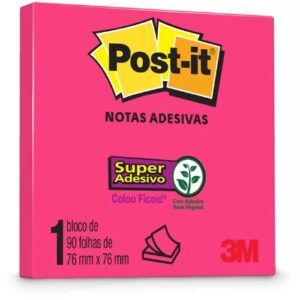 Bloco Adesivo 3m Post It 76x76mm 90 Folhas Pink Pop Up