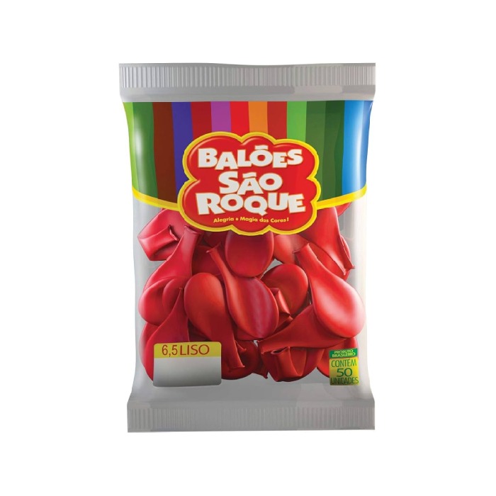 Bexiga São Roque 6.5 Vermelho 50 Unidades - Imagem 2