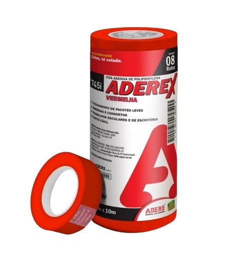 Fita Adesiva Durex 12x10 Vermelho Adere 745i - Imagem 2