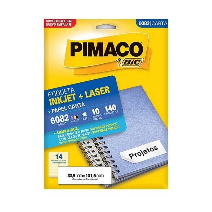 Etiqueta Pimaco Carta Laser 6082 N14 10 Folhas 33,9x101,6mm