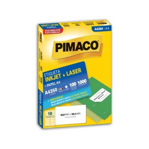 Etiqueta Pimaco A4 Laser 350 N10 100 Folhas 55,8x99,0mm 874986