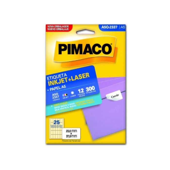 Etiqueta Pimaco A5 Q2337 N25 12 Folhas 23x37mm 874858