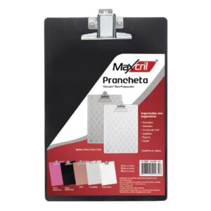 Prancheta Maxcril Oficio Acrilico Prendedor Metal Preto 10260021