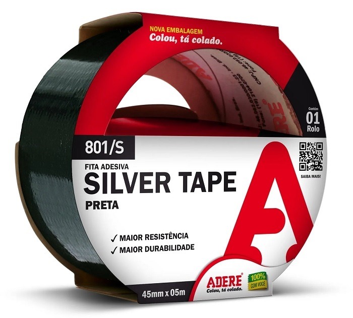 Fita Silver Tape Adere 45mmx5m Preta 801S