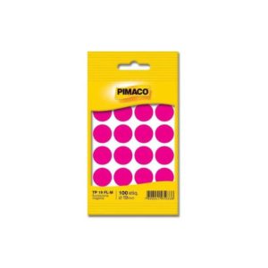 Etiqueta Adesiva Redonda 19mm Fluorescente Magenta 100 Unidades Pimaco TP19FLM