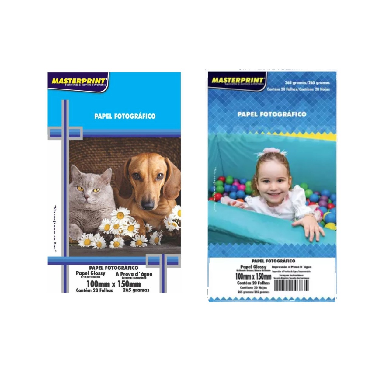 Papel Foto Masterprint Jato Tinta Glossy Brilhante 265grs 10x15cm Com 20 Folhas