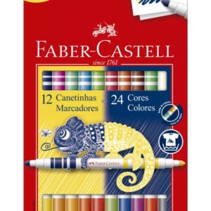 Caneta Hidrografica Faber Castell 12/24 Cores Bicolor