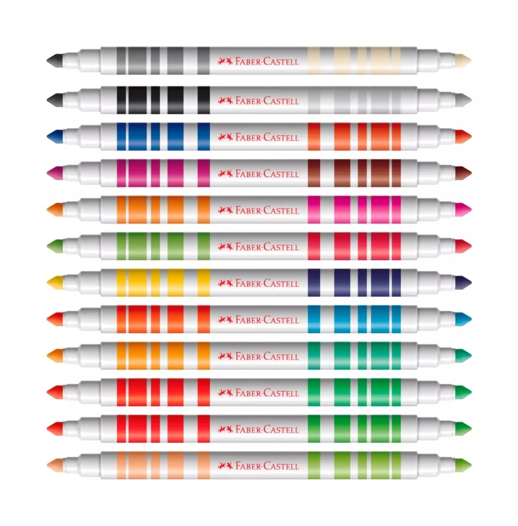 Caneta Hidrografica Faber Castell 12/24 Cores Bicolor - Imagem 2