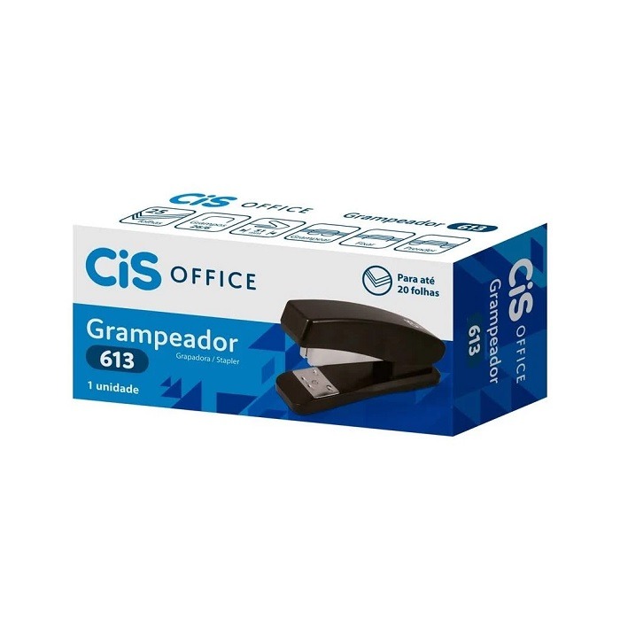 Grampeador Cis Metal 613 Preto 26/6 20 Folhas 50100 - Imagem 3