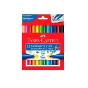Caneta Hidrográfica Faber Castell 12 Cores Vai E Vem Lavável 150112VVZF