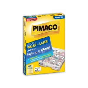 Etiqueta Pimaco A4 Laser 351 N65 100 Folhas 21,2x38,20mm 874991