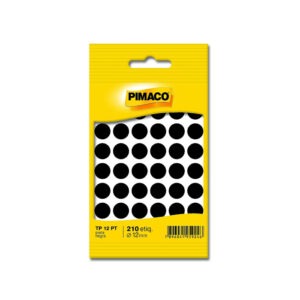 Etiqueta Adesiva Redonda 12mm Preto 210 Unidades Pimaco TP12PT
