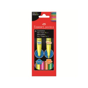 Caneta Hidrografica Faber Castell 06 Cores Vai E Vem