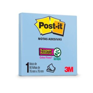 Bloco Adesivo 3m Post It 76x76mm 90 Folhas Azul