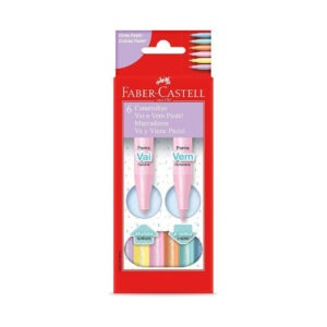 Caneta Hidrografica Faber Castell 06 Cores Vai E Vem Pastel