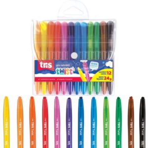 Giz De Cera Twist New Retrátil 12 Cores Tris 687001
