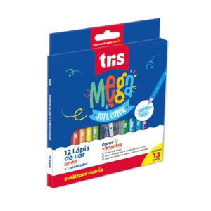 Lápis De Cor Tris 12 Cores Mega Soft Jumbo + Apontador