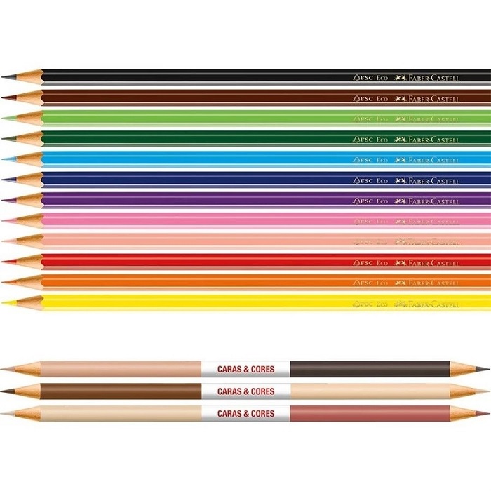 Lápis de Cor com 30 Cores Faber-Castell Caras E Cores - SÓ PAPEL PAPELARIA