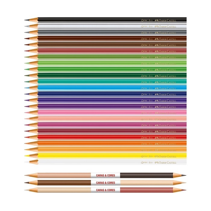 Lápis De Cor Faber Castell 24 Cores + 3 Eco Lápis Caras E Cores 120124CC - Imagem 2