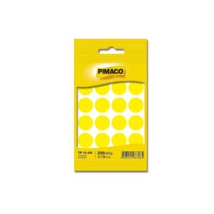 Etiqueta Adesiva Redonda 19mm Fluorescente Amarela 200 Unidades Pimaco TP19FLA