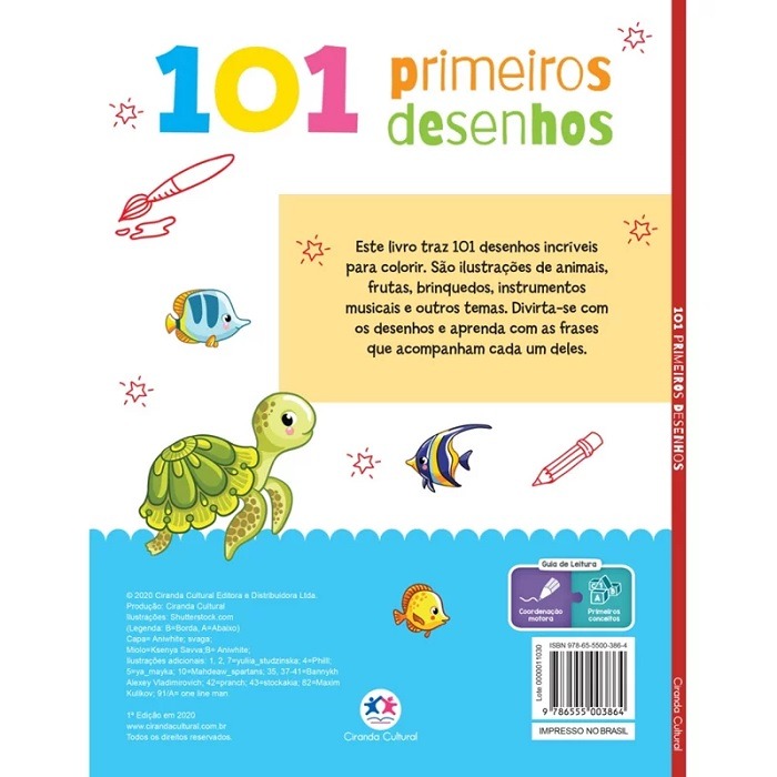 Livro Infantil 101 Primeiros Desenhos Para Colorir Ciranda Cultural - Imagem 2