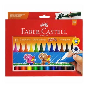 Caneta Hidrografica Faber Castell 12 Cores Jumbo Triangular Ponta Grossa 150212J