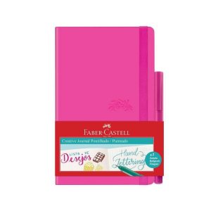 Caderneta Faber-Castell Creative Journal Pontilhado Rosa 84 Folhas + Caneta