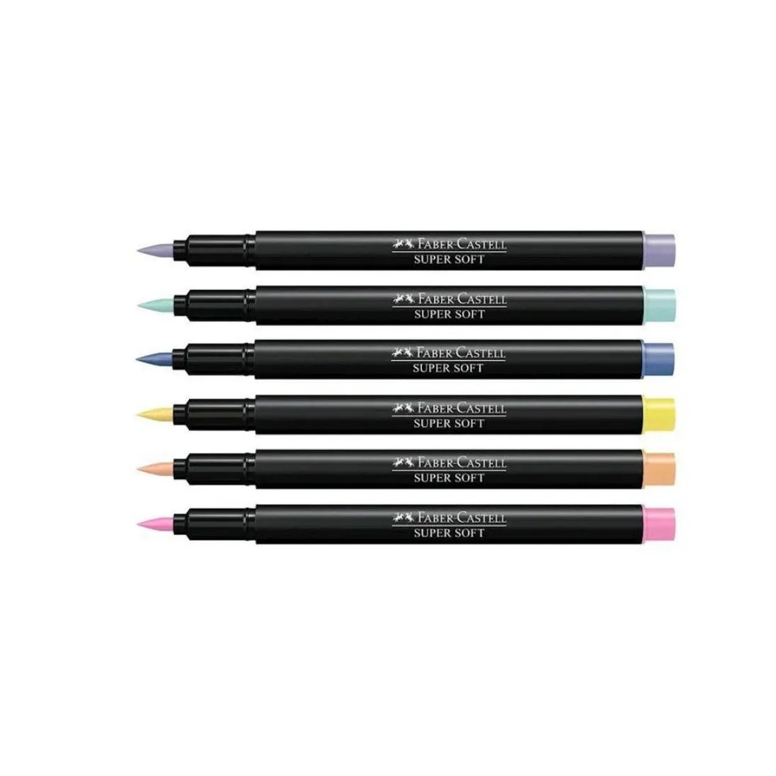 Caneta Hidrografica Faber Castell Brush Supersoft Pastel Ponta Pincel 06 Cores - Imagem 2