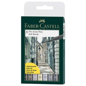 Caneta Faber-Castell Artística Pitt Pencil Soft Brush Tons Cinza 08 Cores