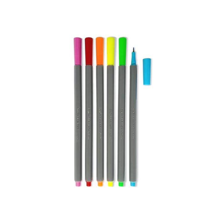 Caneta Marcador Fineliner 0.4mm 06 Cores BRW FI0002 - Imagem 2