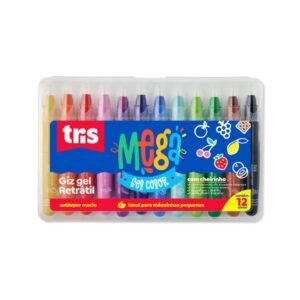 Giz De Cera Mega Gel Com Cheiro Retrátil 12 Cores Tris 686936