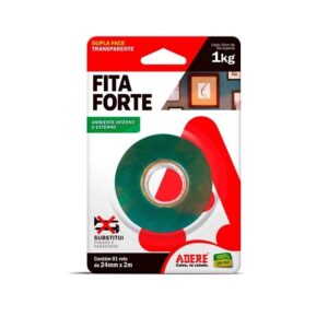 Fita Dupla Face Adere Transparente Adermax Acrílica 24mm x 2 Metros XT100S