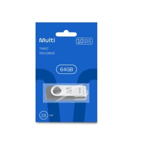 Pen Drive 64GB Twist USB 2.0 Preto Multilaser PD590