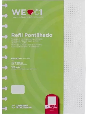 Bloco Refil Folha Inteligente Pontilhado Grande 30 Folhas