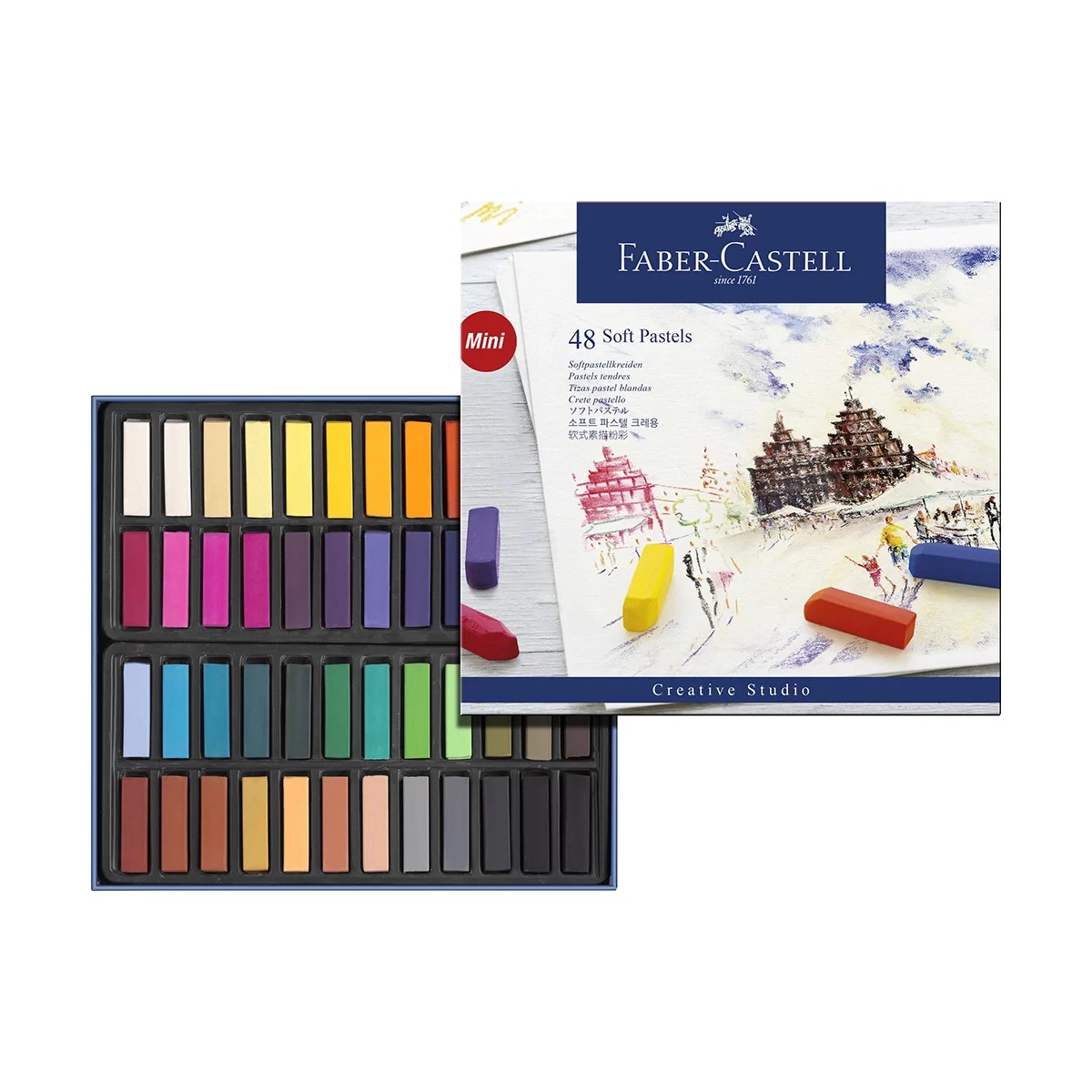 Giz De Cera Pastel Faber Castell Gold Seco Macio Curto Quadrado 48 Cores 128248 - Imagem 2