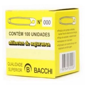 Alfinete Bacchi Segurança N° 000 Dourado Cx100 Unidades