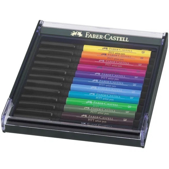 Caneta Faber-Castell Artística Pitt Pencil Soft Brush 12 Cores Box