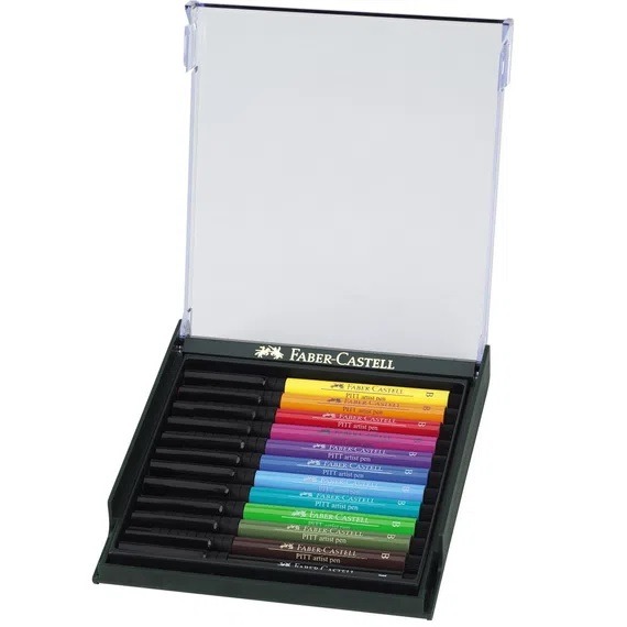 Caneta Faber-Castell Artística Pitt Pencil Soft Brush 12 Cores Box - Imagem 2