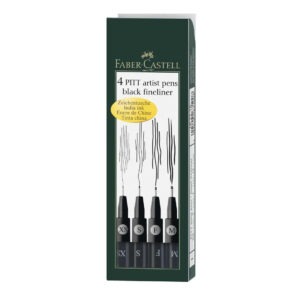 Caneta Faber-Castell Artística Pitt Preta Xs 0.1 S 0.3 F 0.5 M 0.7 04 Unidades