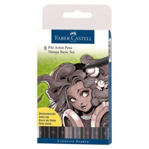 Caneta Faber-Castell Artística Pitt Pencil Manga Brush Tons Cinza 08 Cores