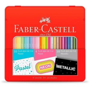 Lapis De Cor 24 Cores Estojo Lata Pastel Neon Metálico Faber Castell 150136VVZF